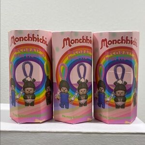 Monchhichi Pink Key & Card Holder set of 3 keychain blind boxes